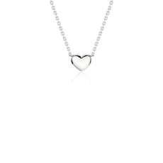 18" Mini Heart Necklace in Platinum