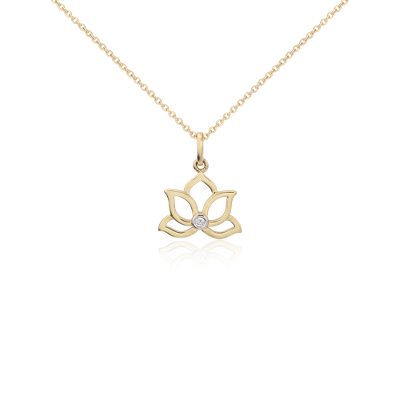 Colgante de diamantes en forma de flor de pequeña en oro amarillo de 14 k | Blue Nile