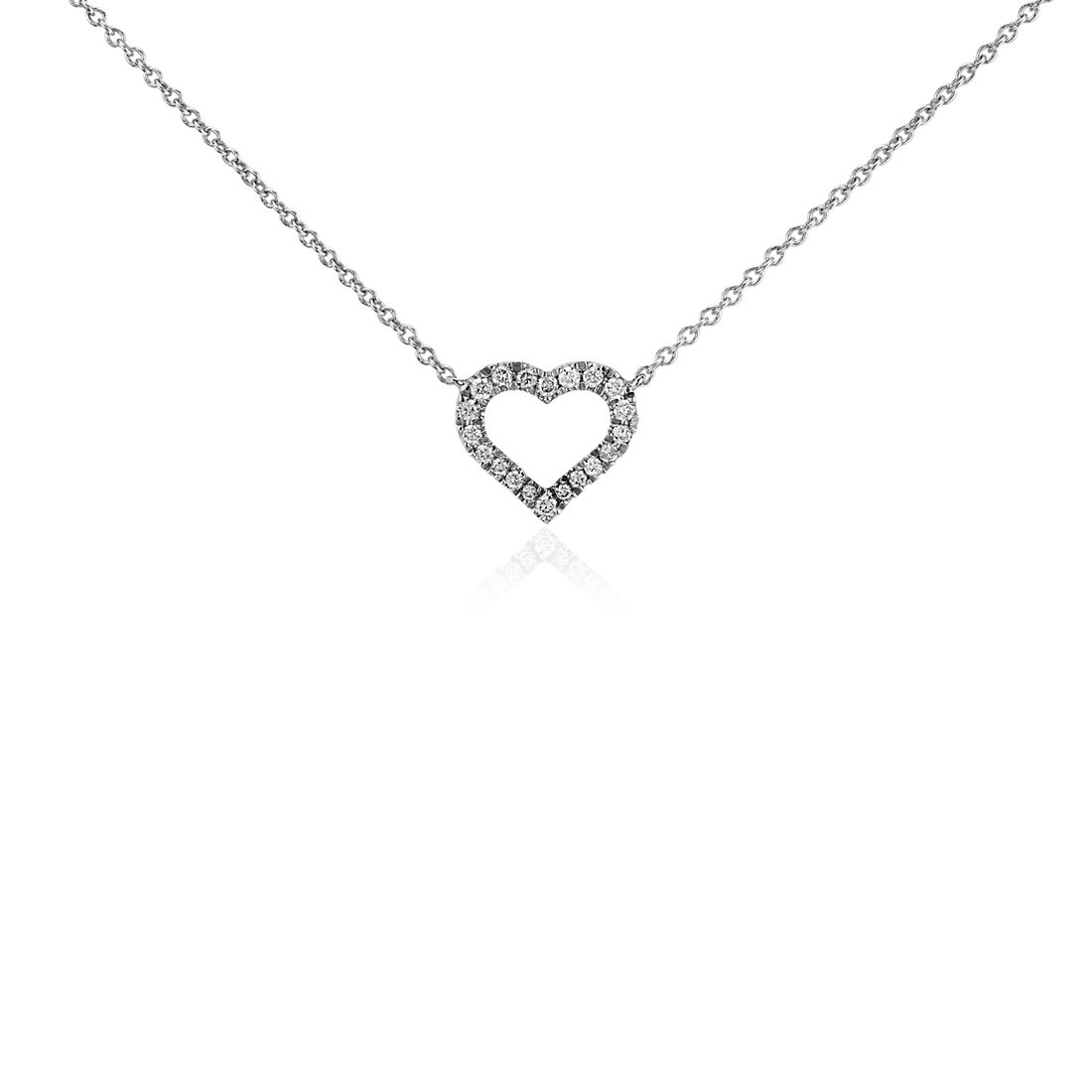 Mini Heart Diamond Necklace in 14k White Gold (1/10 ct. tw.)