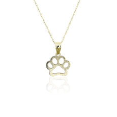 18" Mini Paw Print Necklace in 14k Yellow Gold (0.6 mm)