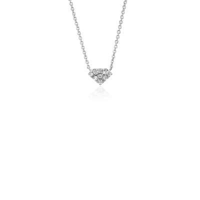 Mini Diamond Shaped Diamond Necklace in 14k White Gold | Blue Nile