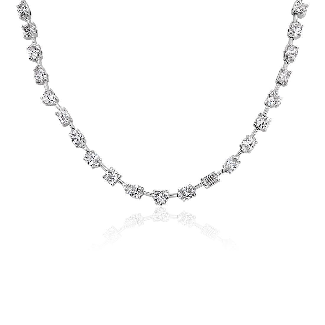 Mixed Fancy Shape Diamond Eternity Necklace in 18k White Gold (15 1/3 ct. tw.)