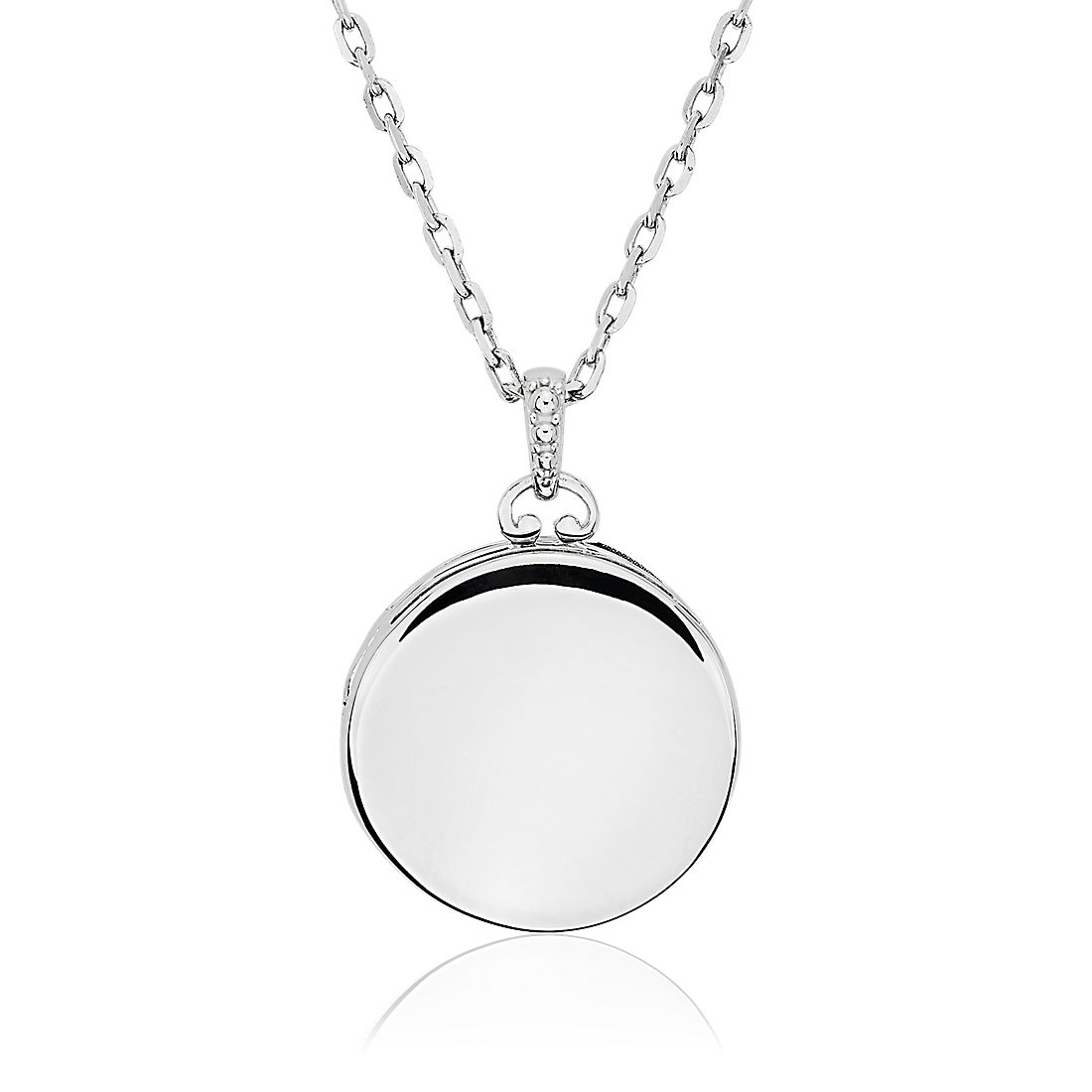 Monica Rich Kosann Engravable Locket in Sterling Silver with Sapphire Accent