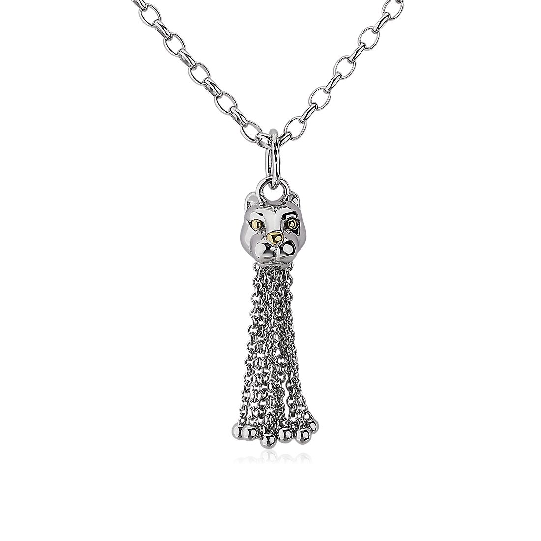 Monica Rich Kosann Lion Tassel Necklace in 18k Yellow Gold and Sterling Silver