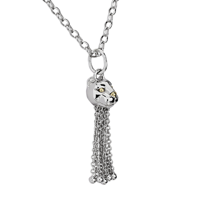 Monica Rich Kosann Lion Tassel Necklace in 18k Yellow Gold and Sterling Silver