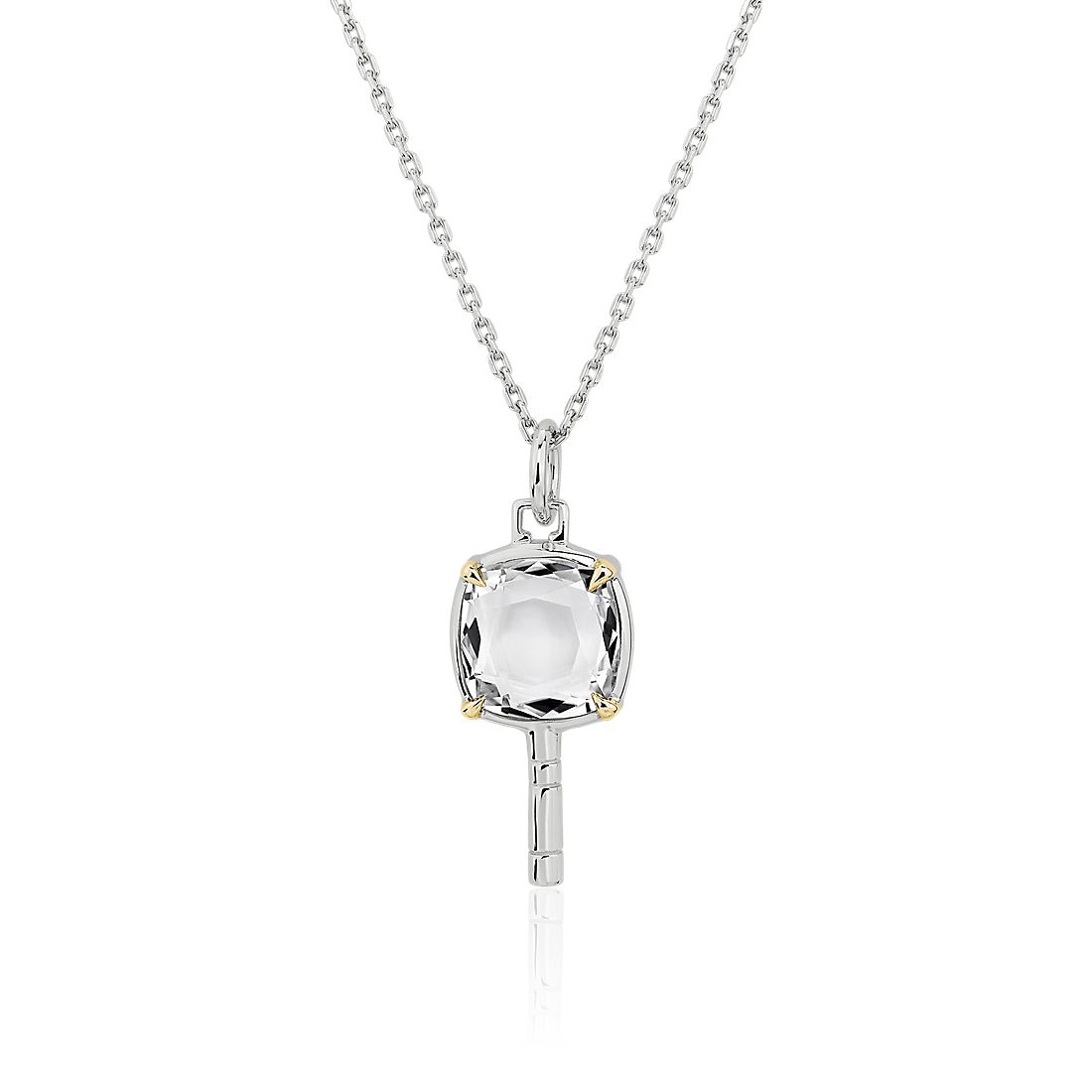 Monica Rich Kosann Mini Pocketwatch Key Necklace in Sterling Silver and 18k Yellow Gold