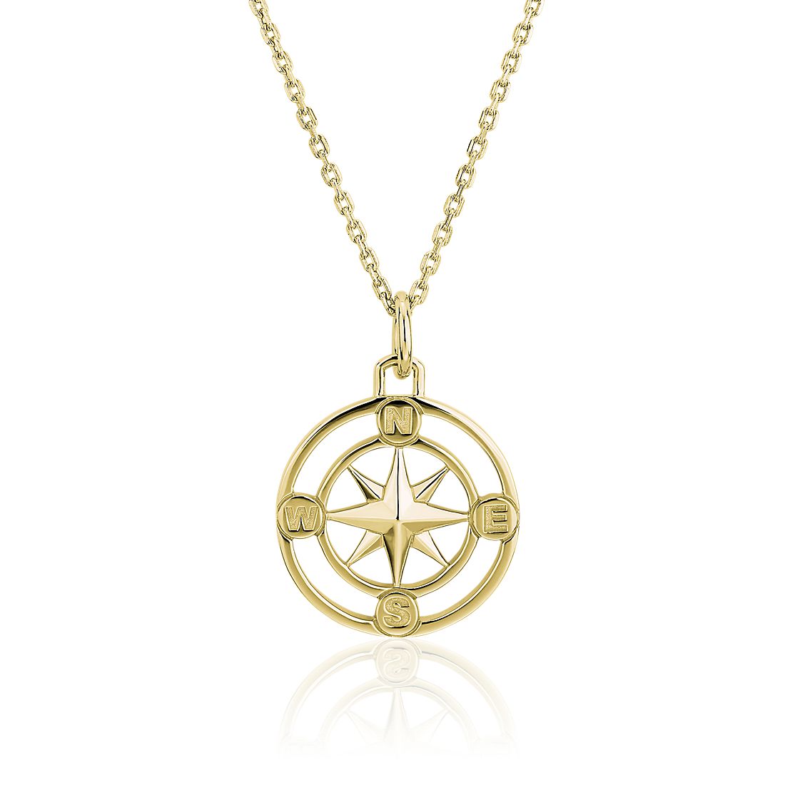 17" Petite Compass Pendant in 18k Yellow Gold