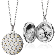 30" Monica Rich Kosann Two-Tone Basket Woven Locket in Sterling Silver and 18k Yellow Gold (1 mm)