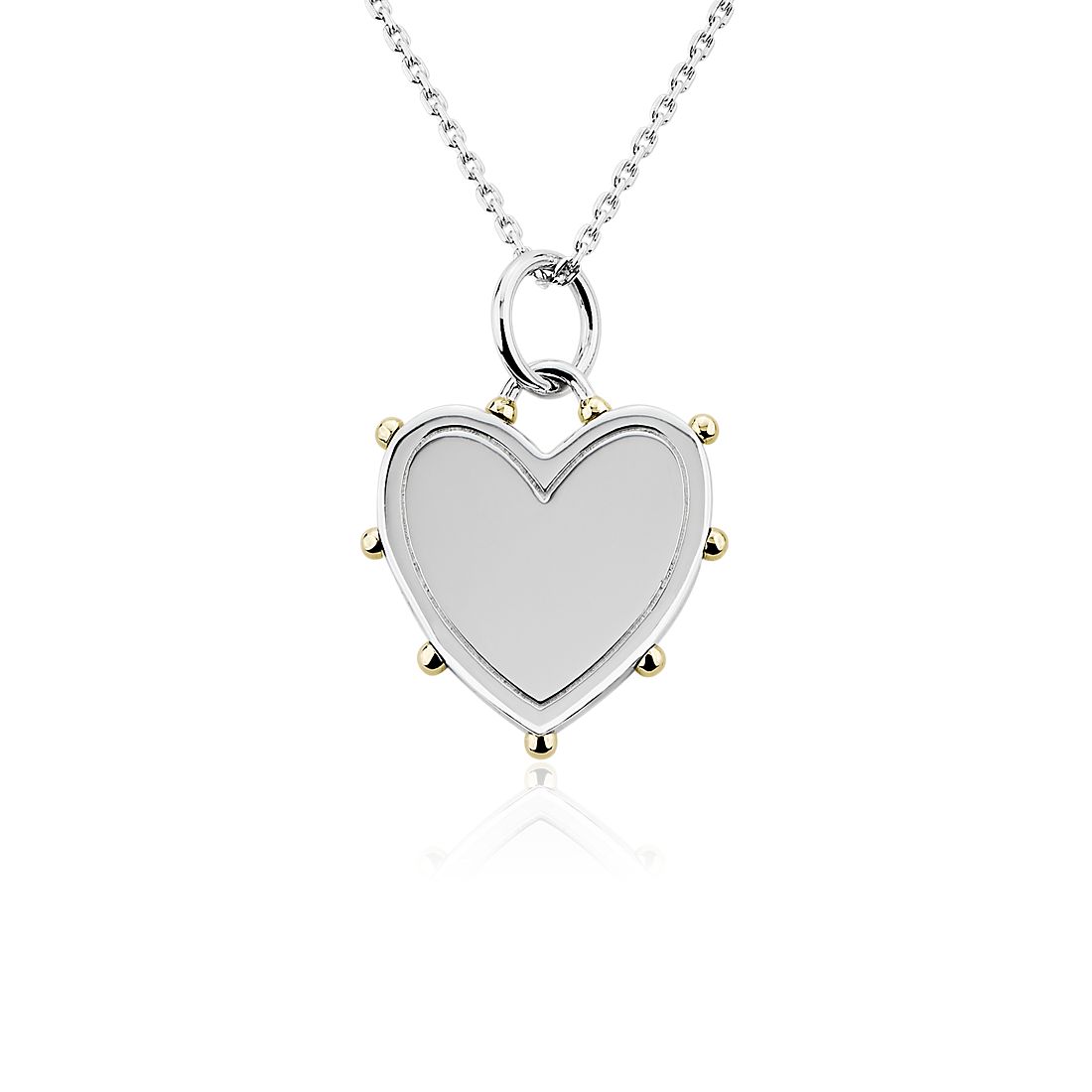 18" Monica Rich Kosann Two-Tone Heart Charm Necklace in Sterling Silver and 18k Yellow Gold (1.4 mm)