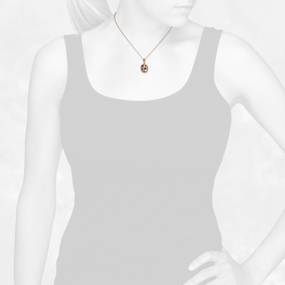 Closeup view of necklace on woman's neck
