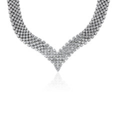 NUEVO. Collar de eternidad de diamantes lujosos, en oro blanco de 18 k (58,43 ct total)