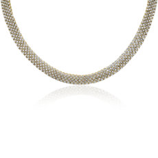 NEW Multi-Row Collar de diamante in oro amarillo de 14 k (13 1/6 ct. tw.)
