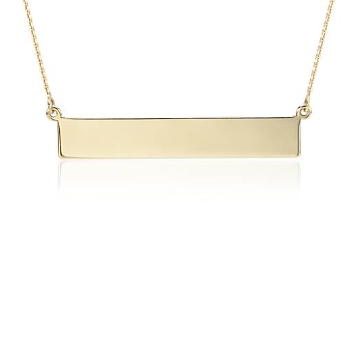 14k Gold Engravable Name Bar Necklace with Diamond
