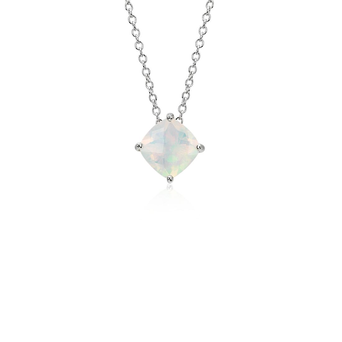 Opal Cushion Pendant in Sterling Silver (8mm)