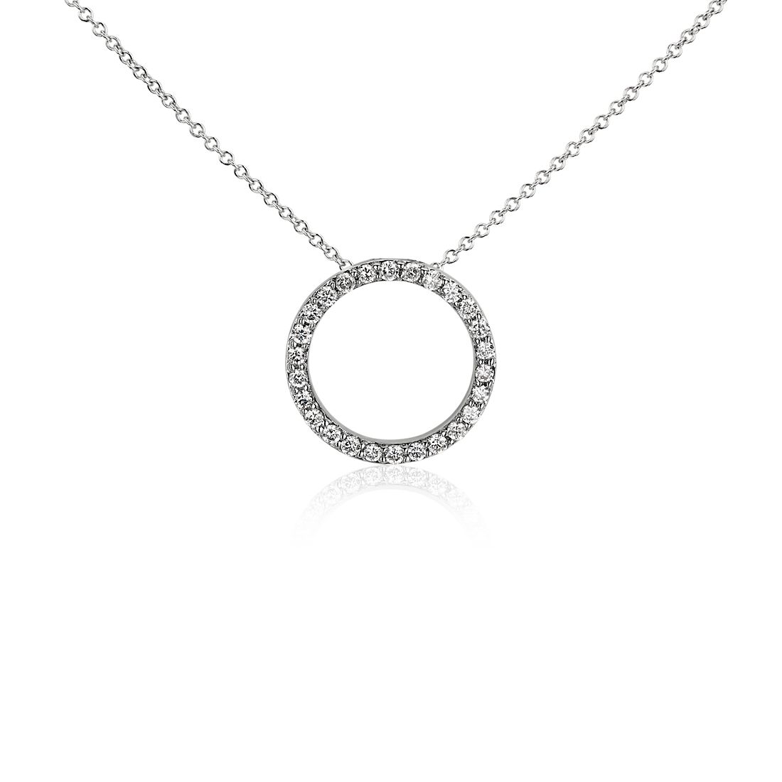 Open Circle Diamond Pendant in 14k White Gold (1/4 ct.tw.)