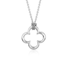 18&quot; Pendentif trèfle ouvert in Argent sterling (1 mm)