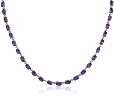 Oval Amethyst Eternity Necklace in Sterling Silver | Blue Nile