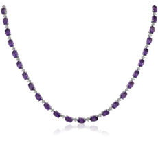 Oval Amethyst Eternity Necklace in Sterling Silver