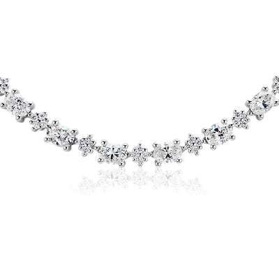 Oval and Round Diamond Chain Necklace 14k White Gold (3 ct.tw)