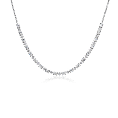 Oval and Round Diamond Chain Necklace 14k White Gold (3 ct.tw) | Blue Nile