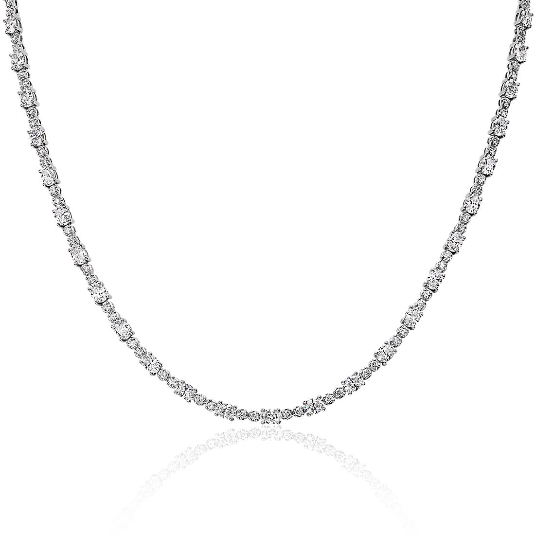 Oval and Round Diamond Eternity Necklace in 14k White Gold (8 1/2 ct. tw.)