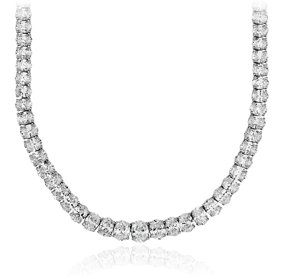 Oval Diamond Eternity Necklace in 18k White Gold (44.50 ct. tw.)