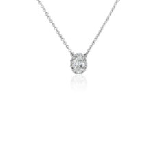 Oval Hidden Halo Pendant in 14k White Gold (0.47 ct. tw.)