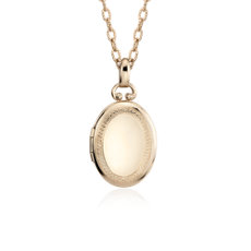 18&quot; Oval Beaded Locket in 14k Yellow Gold (2.3 mm)