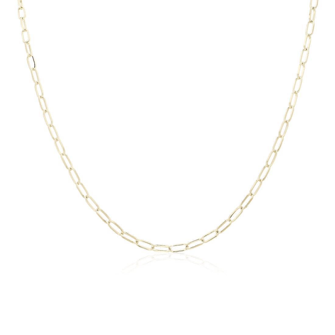 18" Small Paperclip Chain in Solid 14k Yellow Gold (2.4 mm)