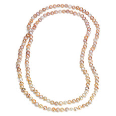 Long Pastel Freshwater Cultured Pearl Necklace (54")