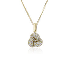 Pavé Love Knot Diamond Pendant in 14k Yellow Gold (1/2 ct. tw.)