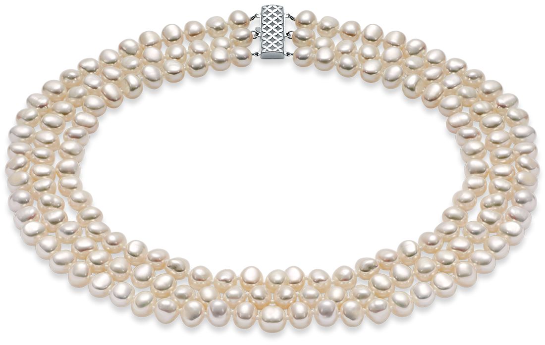 Three-strand chunky Modern Twist Cultured Freshwater Baroque Pearl necklace