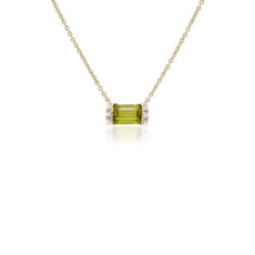 Peridot and White Topaz Neon-Pop Necklace in 18k Yellow Gold