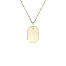 Petite Dog Tag Necklace in 14k Yellow Gold