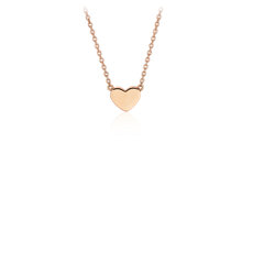 18&quot; Petite Heart Necklace in 14k Rose Gold
