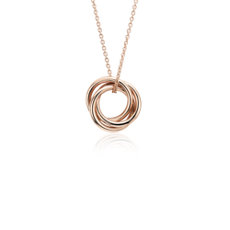 18&quot; Petite Infinity Rings Pendant in 14k Rose Gold