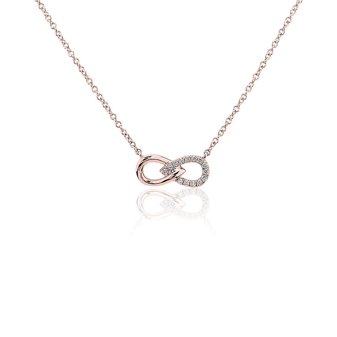 Petite Split Diamond Infinity Necklace in 14k Rose Gold