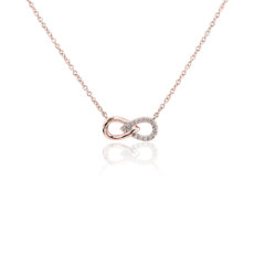 Petite Split Diamond Infinity Necklace in 14k Rose Gold