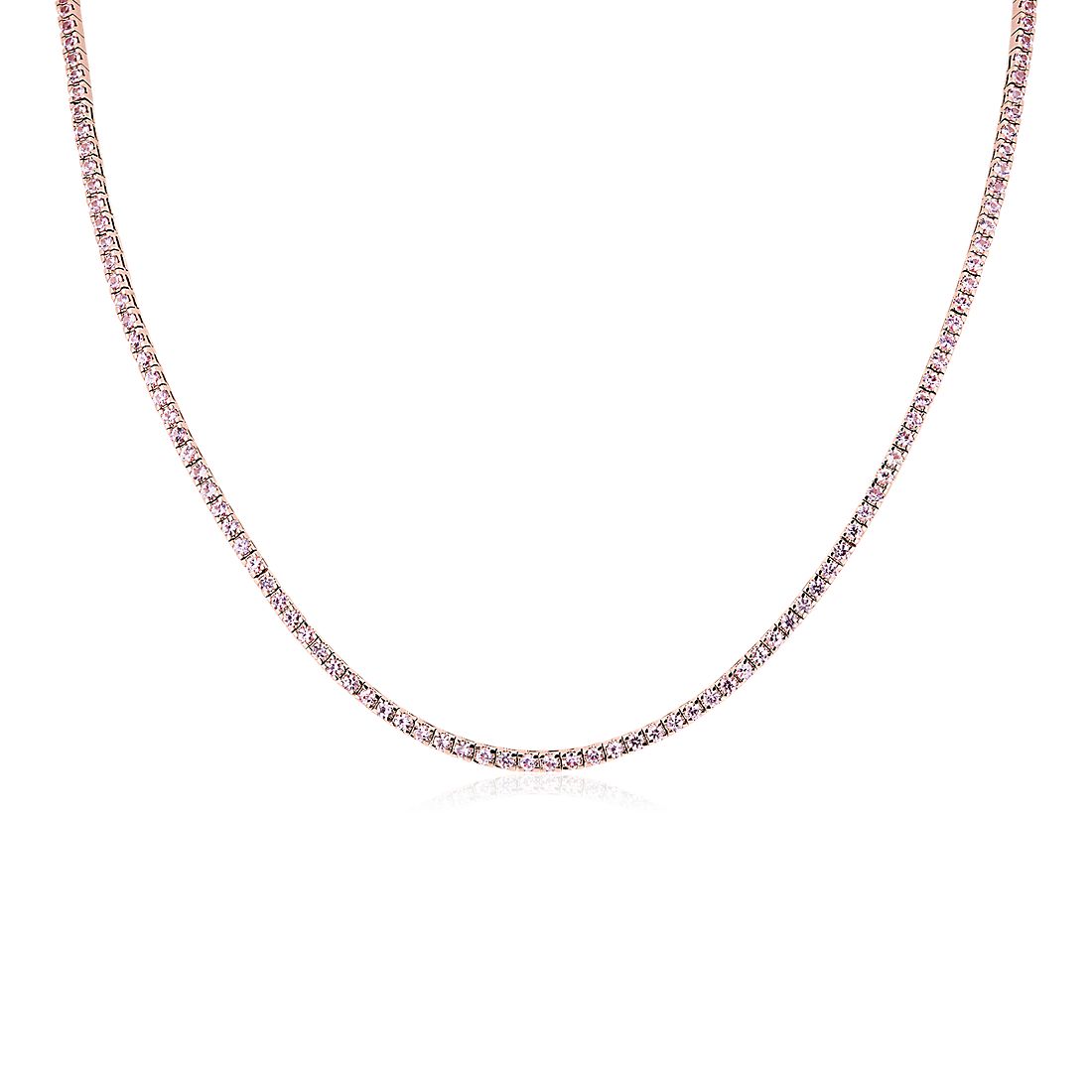 Pink Sapphire Eternity Necklace in 14k Rose Gold