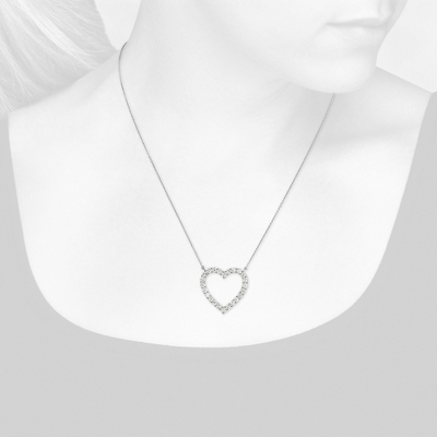 Closeup view of necklace on woman's neck