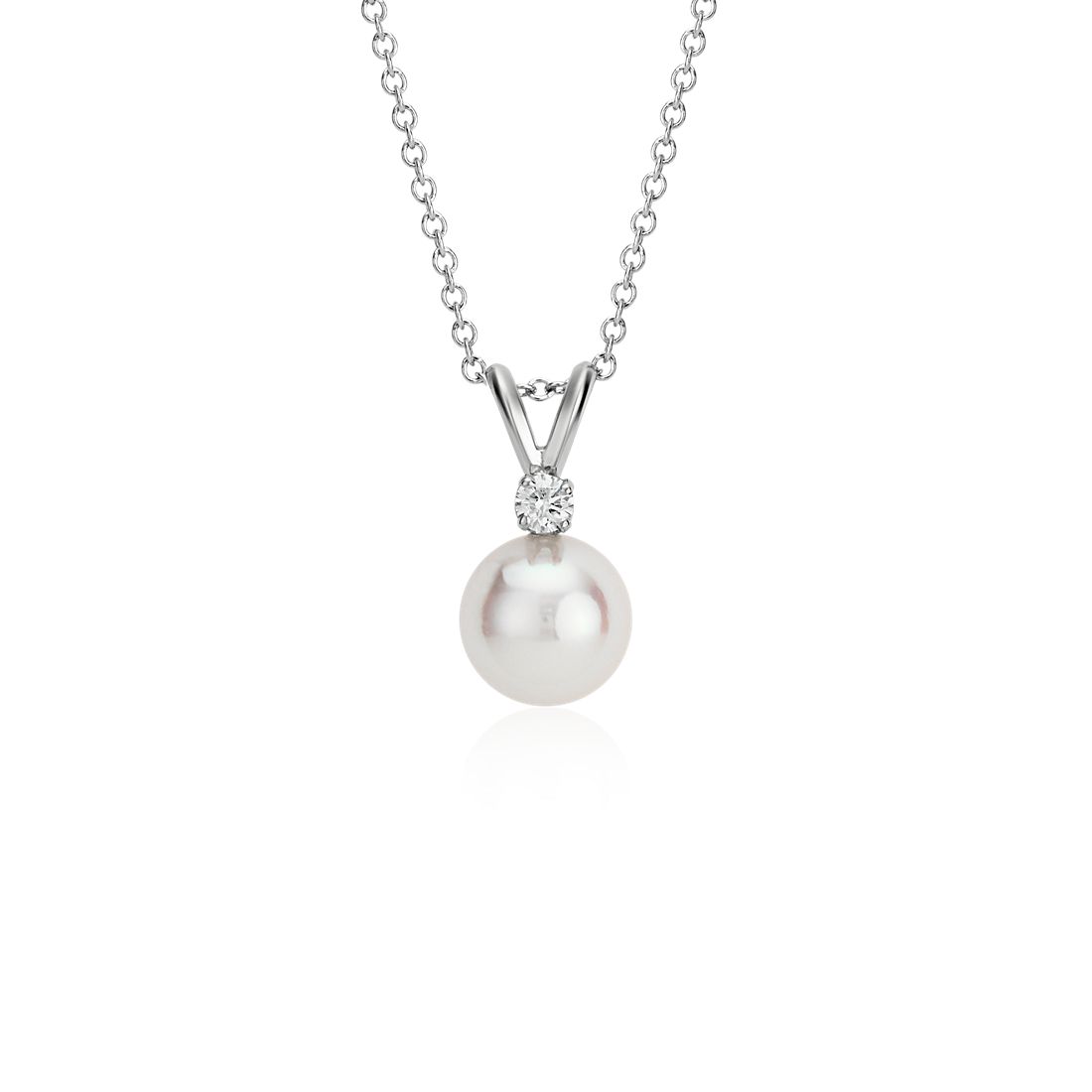 Premier Akoya Cultured Pearl and Diamond Pendant in 18k White Gold (8.0-8.5mm)
