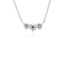 Premier Three-Stone Diamond Necklace in Platinum (1.45 ct. tw.)
