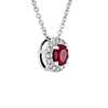 Ruby and Diamond Halo Pendant in 14k White Gold (5mm)