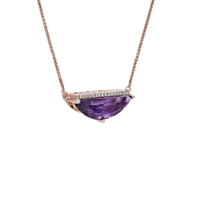Rose De France Half Moon Pendant in 14k Rose Gold