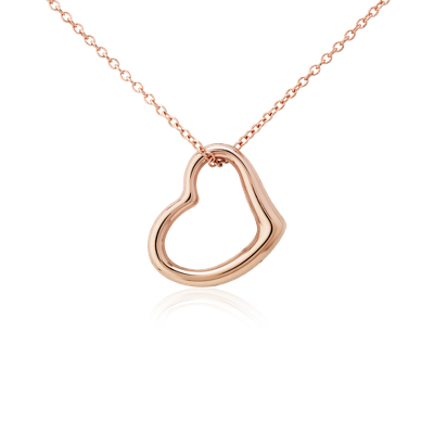 convertible Inflar cocaína 18" Open Heart Pendant in 14k Rose Gold (1.5 mm) | Blue Nile