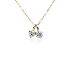 Round and Heart Two-Stone  Diamond Pendant Set in 14k White and Yellow Gold (1/2 ct. tw.)​