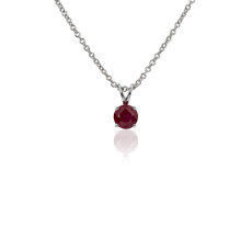 NEW Ruby Solitaire Pendant in 18k White Gold (5mm)