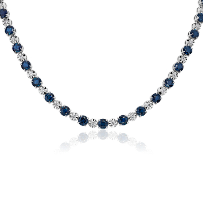 Sapphire and Diamond Eternity Necklace in 14k White Gold | Blue Nile