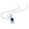 first alternate view of Sapphire and Diamond Pendant in 18k White Gold (6x4mm)