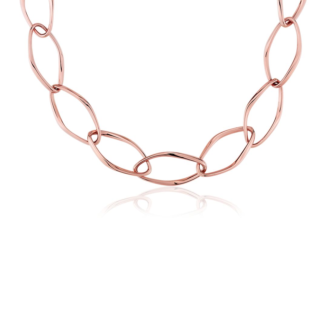 Open Oval Chain Necklace in 18k Italian Rose Gold